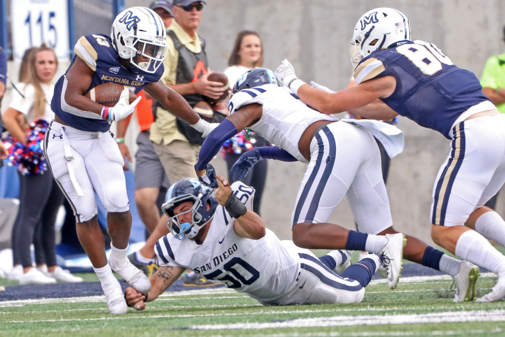 Montana State Bobcat Football against San Diego on Saturday September 18, 2021 at bobcat Statuim in Bozeman Montana.